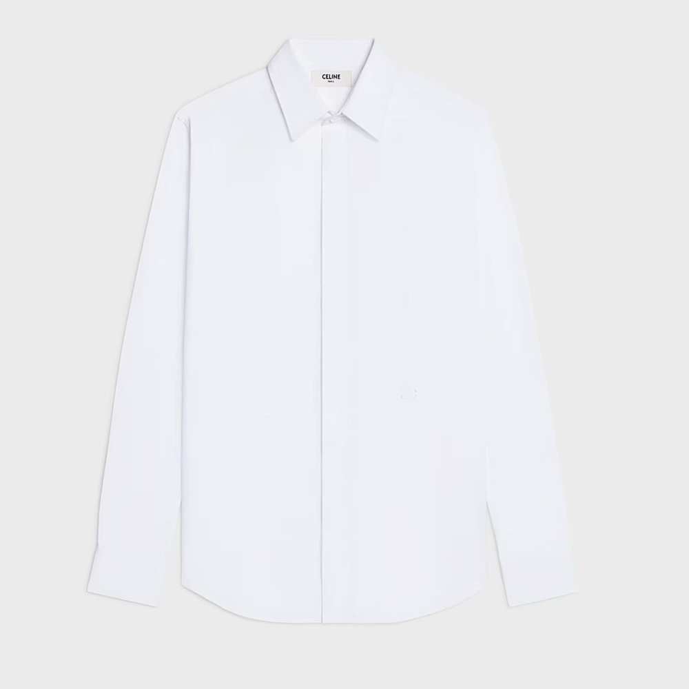 CELINE MEN’S 2024 LOOSE SHIRT IN COTTON POPLIN WHITE SIZE 38